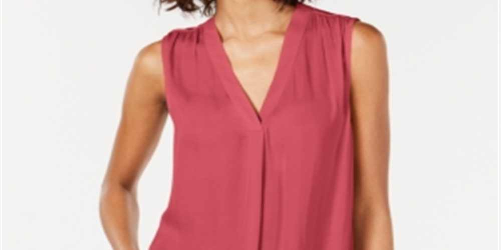 Blusa feminina Alfani com decote em V e regata lisa com pregas rosa tamanho grande