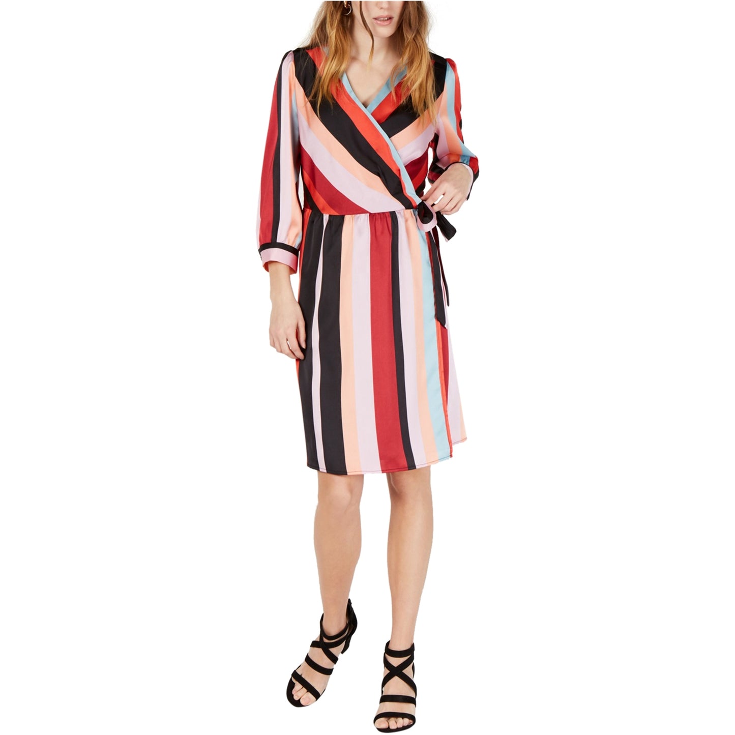 Vestido cruzado listrado feminino Bar III estilo listras múltiplas tamanho grande