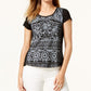 Blusa feminina de manga curta e decote redondo, preta, tamanho pequeno, extragrande, estilo &amp; co