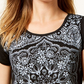 Blusa feminina de manga curta e decote redondo, preta, tamanho pequeno, extragrande, estilo &amp; co