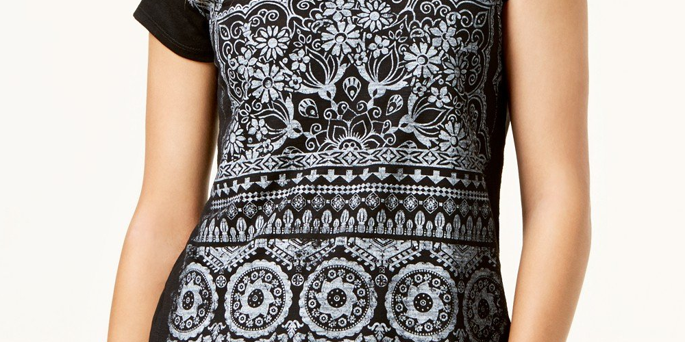 Blusa feminina de manga curta e decote redondo, preta, tamanho pequeno, extragrande, estilo &amp; co