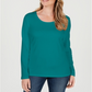 Karen Scott Blusa feminina de algodão com decote redondo, verde, tamanho pequeno G