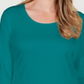 Karen Scott Blusa feminina de algodão com decote redondo, verde, tamanho pequeno G
