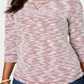 Karen Scott Suéter feminino texturizado de manga comprida com gola joia, vermelho, tamanho X-S