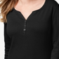 Karen Scott Blusa Feminina de Algodão com Gola Henley Preta Tamanho Pequeno P