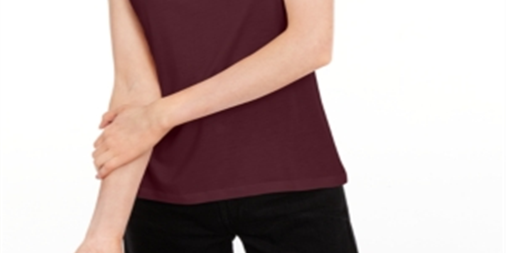 Camiseta feminina lisa com amarração nas costas Maison Jules, vermelha, tamanho médio