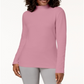 Blusa de gola alta feminina Karen Scott de algodão, rosa, tamanho médio