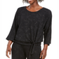 JM Collection Top feminino metálico com amarração frontal, preto, tamanho X-S
