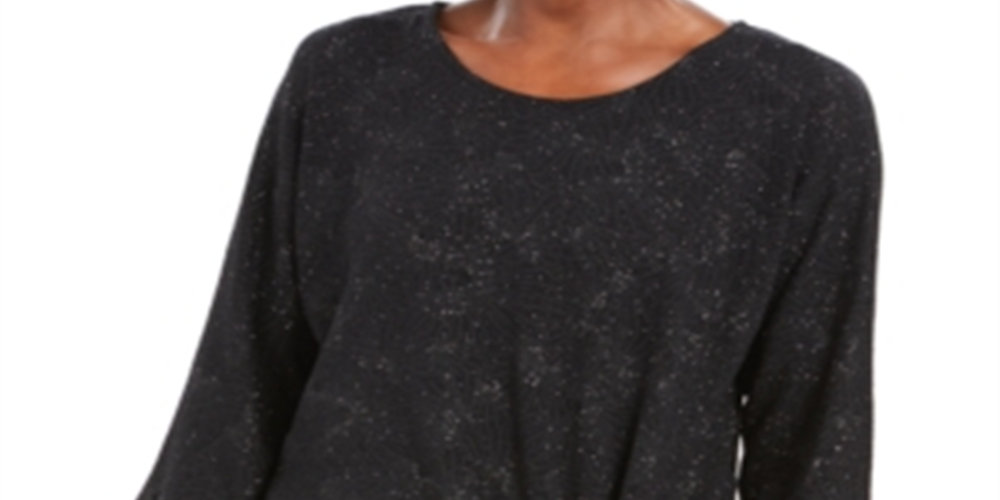 JM Collection Top feminino metálico com amarração frontal, preto, tamanho X-S