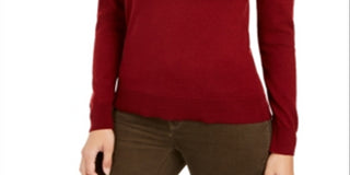 Charter Club Feminino Merino Wool Gola Alta Vermelha Tamanho X-S