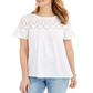 Blusa feminina de manga curta com ilhós e jugo estilo &amp; co, branca, tamanho extrapequeno