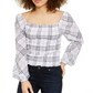 Blusa xadrez feminina INC International Concepts, branca, tamanho X-G