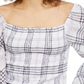 Blusa xadrez feminina INC International Concepts, branca, tamanho X-G