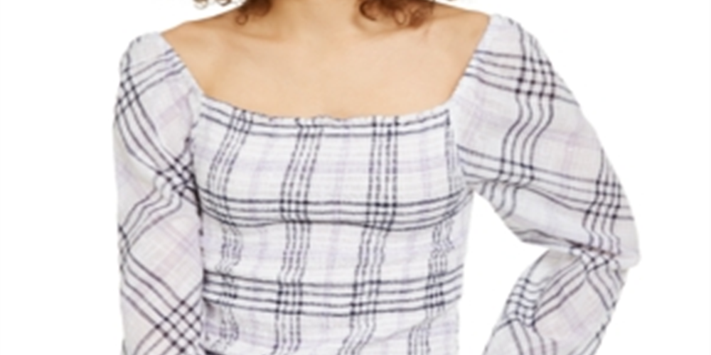 Blusa xadrez feminina INC International Concepts, branca, tamanho X-G