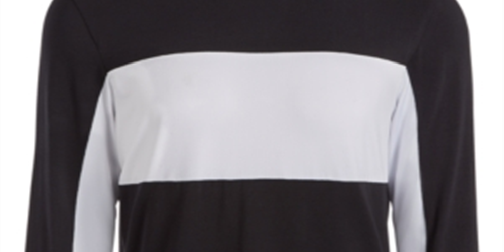 Camiseta masculina de manga comprida com bloqueio de malha Ideology, preta, tamanho XXX-G