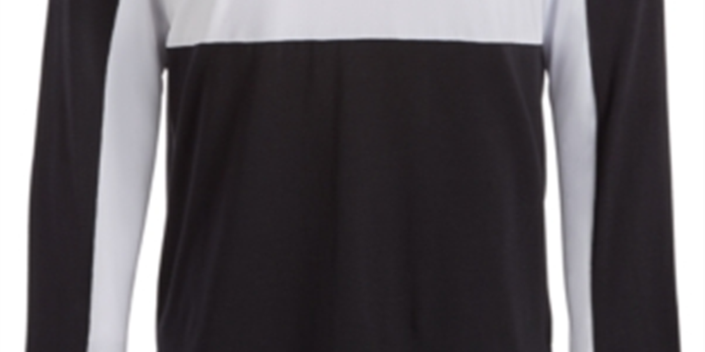 Camiseta masculina de manga comprida com bloqueio de malha Ideology, preta, tamanho XXX-G