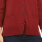 Cardigan feminino de lã merino com decote em V, vermelho, tamanho pequeno
