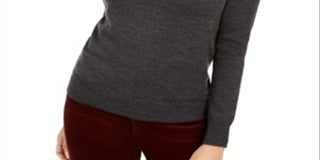 Charter Club Lã Merino Feminina Gola Alta Cinza Tamanho Grande