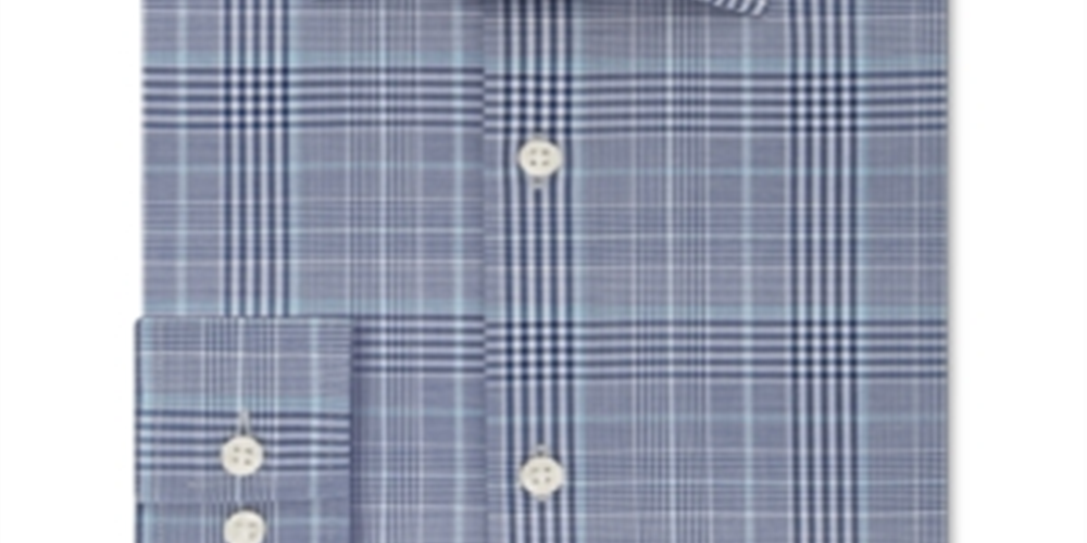 Camisa xadrez slim de abeto masculina Michael Kors, azul, tamanho 16 x 32 x 33