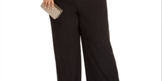 Macacão feminino Betsey Johnson Plus Illusion Trim com pernas largas, preto, tamanho 16W