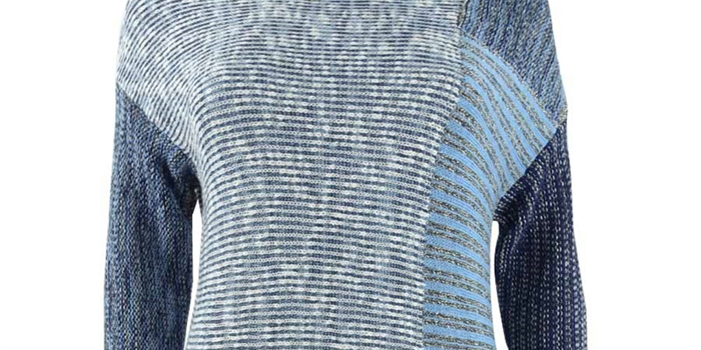 Suéter feminino com decote canoa e botões estilo &amp; co, azul, tamanho médio