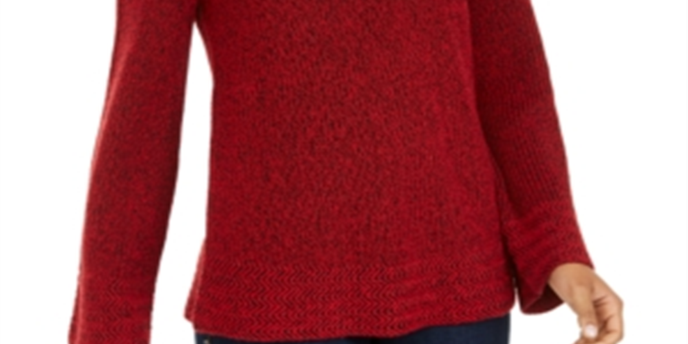 Camiseta feminina de malha texturizada com estampa de manga comprida e gola redonda, tamanho vermelho, tamanho pequeno G