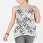Blusa feminina estilo &amp; co com decote redondo e estampa, tamanho pequeno, branca