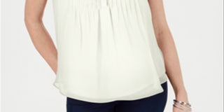 Blusa feminina sem mangas Charter Club, branca, tamanho médio