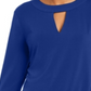 Blusa feminina Charter Club com manga sino e decote em V, azul, tamanho X-G