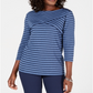 Blusa listrada feminina Karen Scott, azul, tamanho pequeno P
