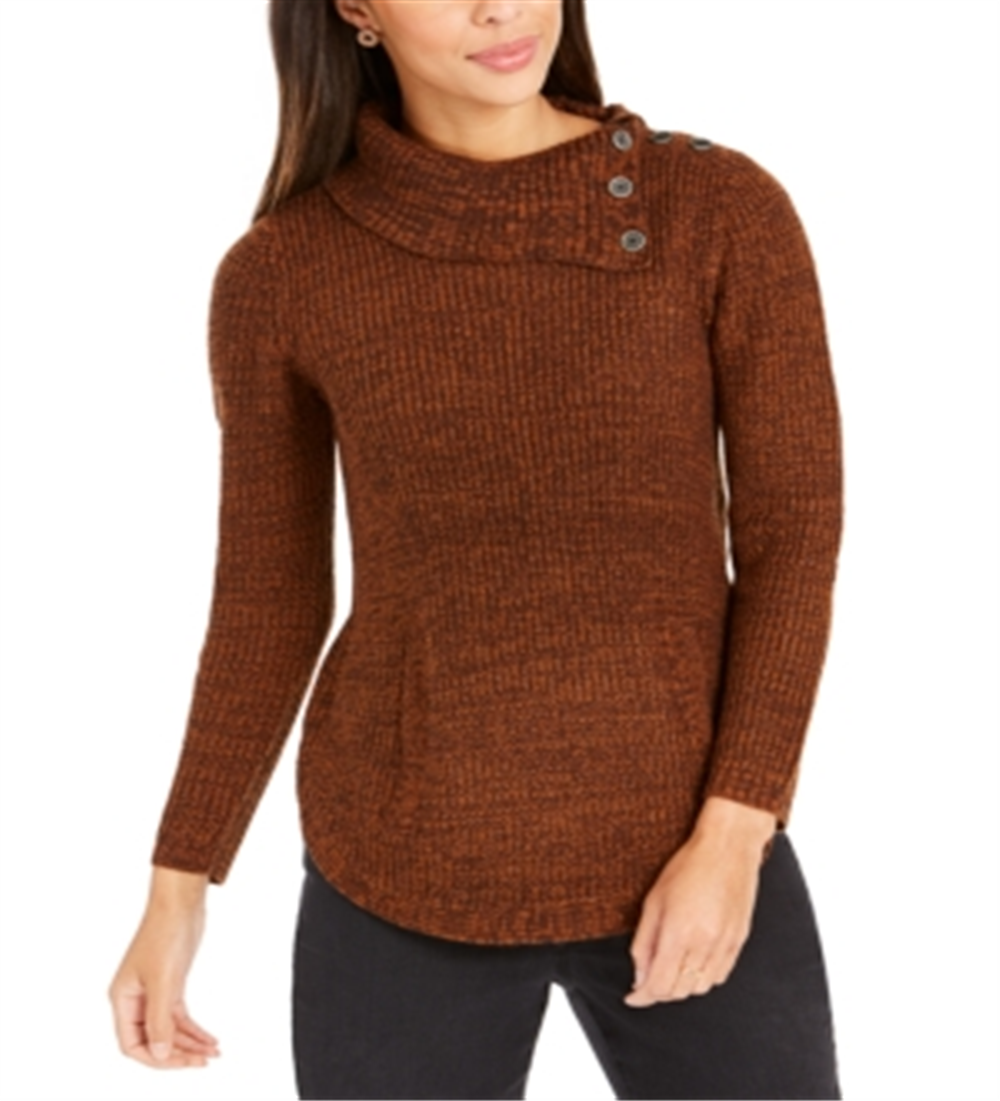 Suéter feminino com gola envelope Style &amp; Co marrom tamanho pequeno P