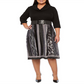 Robbie Bee Plus Size Feminino Canelado Top Cinto Estampa Animal Vestido Preto/Cinza Tamanho 3X