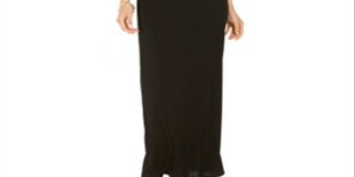 Vestido formal feminino SLNY com babados, zíper, sem mangas, estilo maxi bainha, preto, tamanho 12