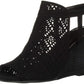 Sapatos femininos Carlos by Carlos Santana Gabrielle camurça peep toe plataforma casual preto tamanho 7,5 M