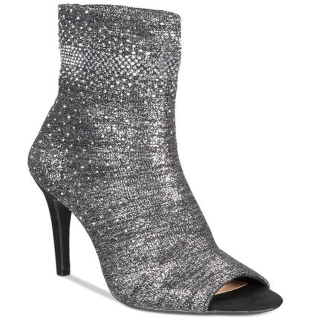 Botas femininas de cano curto Rielee 2 com strass e bico aberto, da INC International Concepts, cinza, tamanho 10 M