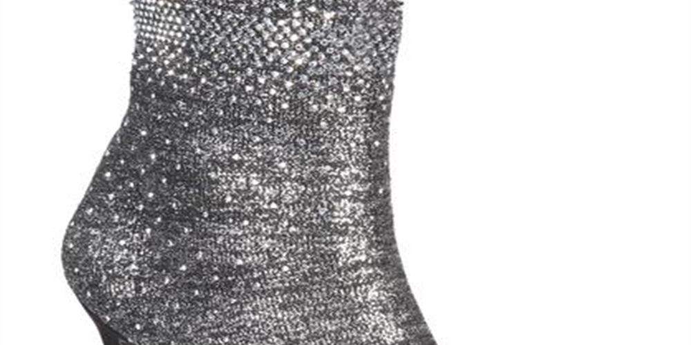 Botas femininas de cano curto Rielee 2 com strass e bico aberto, da INC International Concepts, cinza, tamanho 10 M
