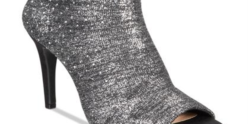 Botas femininas de cano curto Rielee 2 com strass e bico aberto, da INC International Concepts, cinza, tamanho 10 M