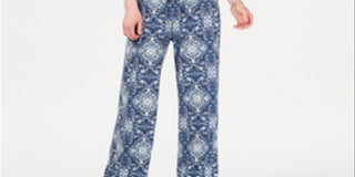 Macacão feminino estilo &amp; co, estampado, manga curta, decote em V, perna reta, azul, tamanho grande