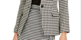 Calvin Klein Blazer Feminino Estampa Pied-de-poule Botão Único Preto Tamanho 6