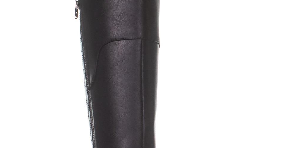 Botas de montaria Guss Haydin Faux Leather para mulheres, pretas, tamanho 7 M