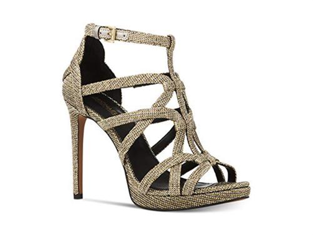 Michael Kors Sandra Leather Peep Toe Feminino Preto Tamanho 9