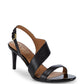 Calvin Klein Sandálias Femininas Lancy de Couro Nappa com Biqueira Aberta e Tira no Tornozelo, Pretas, Tamanho 5,5 M