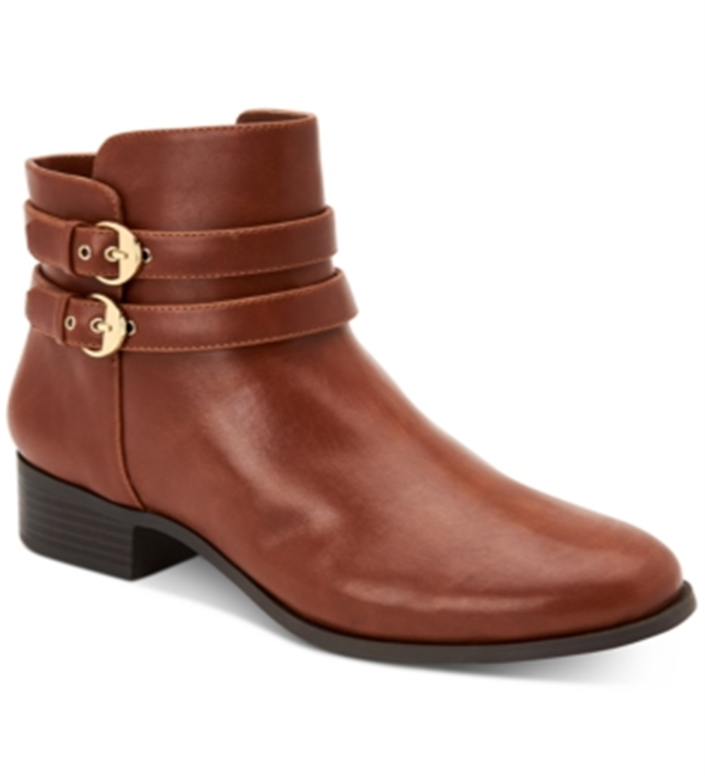 Botas femininas Jaimee com bico fechado e cano curto, tamanho 8,5, marrom, da NOSTOCK Charter Club