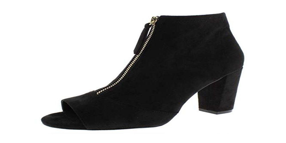 Botas femininas de salto bloco Kirsi de camurça sintética da INC International Concepts, pretas, tamanho 8,5