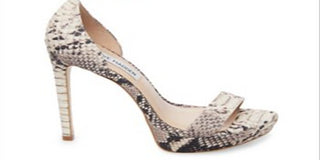 Sandália feminina Steve Madden Snake Starlet em couro, tamanho 9M, cor areia