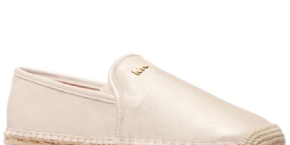 Michael Kors Hastings Alpercatas de couro femininas, sem cadarço, brancas, tamanho 9 M