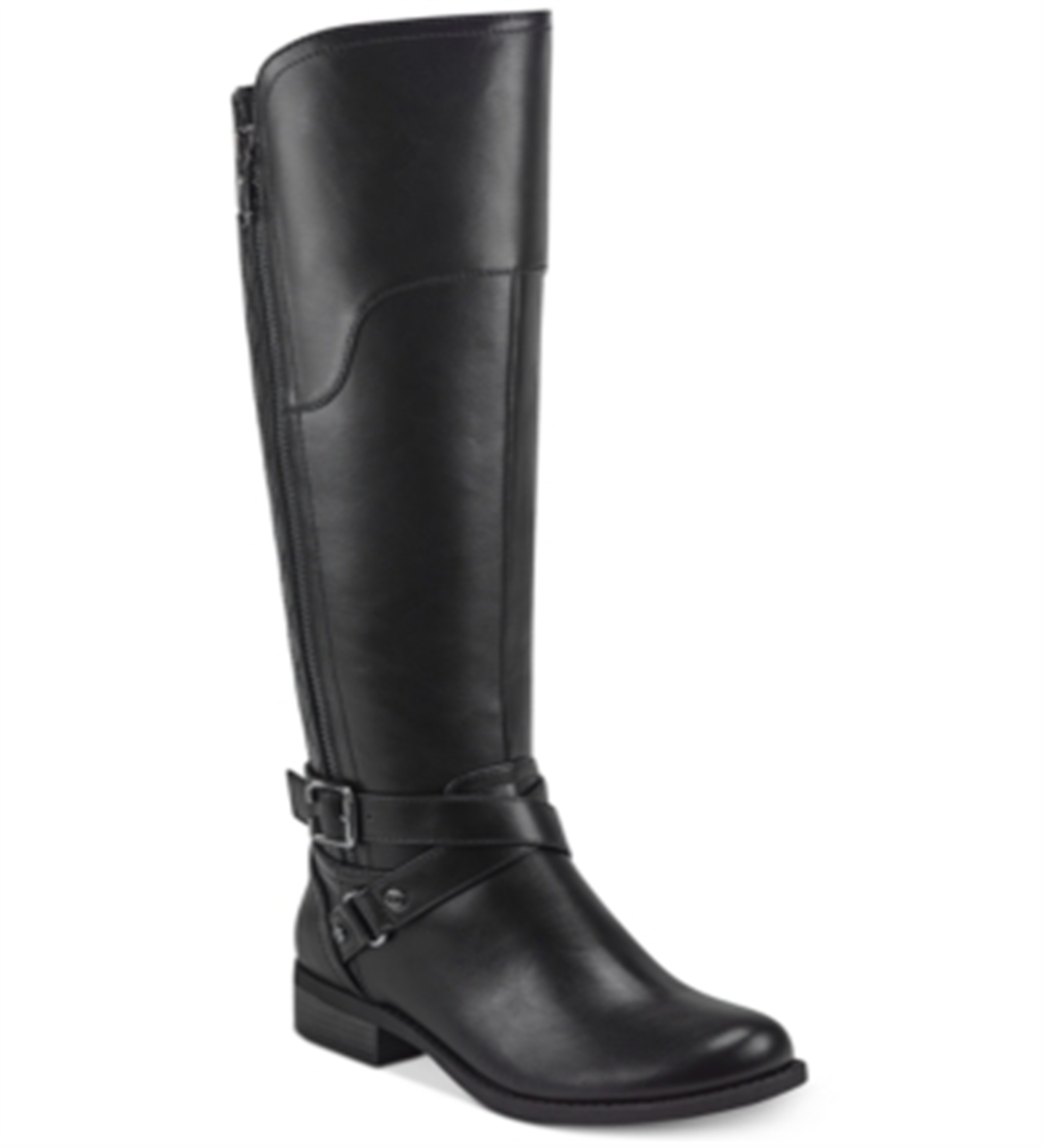 Botas de montaria Guss Haydin Faux Leather para mulheres, pretas, tamanho 6,5 M