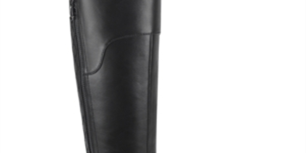 Botas de montaria Guss Haydin Faux Leather para mulheres, pretas, tamanho 6,5 M