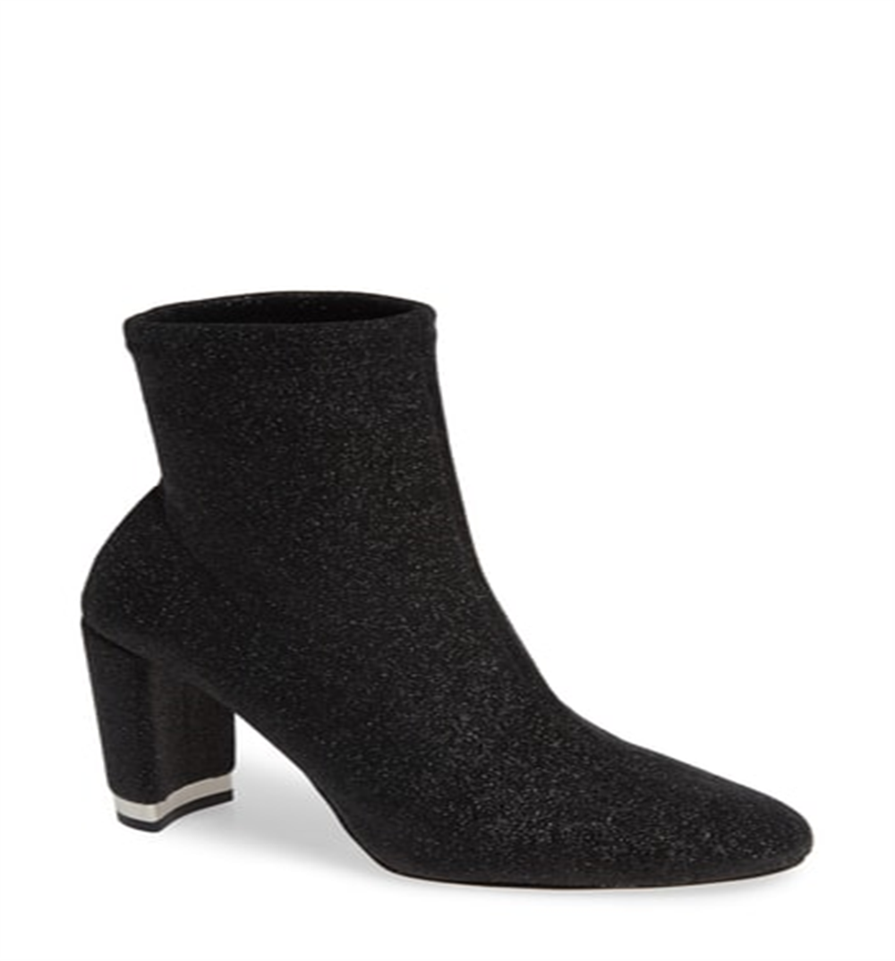 Botas femininas Michael Kors de tecido com bico redondo e cano curto, pretas, tamanho 5 M
