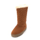 Botas de neve femininas estilo &amp; co, acolchoadas, com acabamento em pele e acolchoadas, Nickyy, bico redondo, em couro, marrom, tamanho 6 M